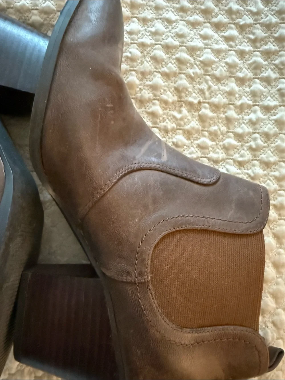 Bella Vita Brown Leather Chelsea Ankle Boots with Block Heel